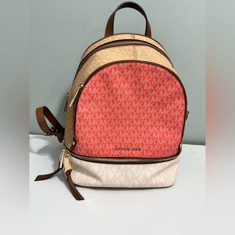 Michael Kors Rhea Medium Backpack Raspberry Multi - Picture 2 of 10